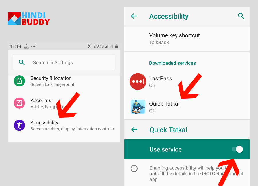 accessibilty for quick tatkal booking app