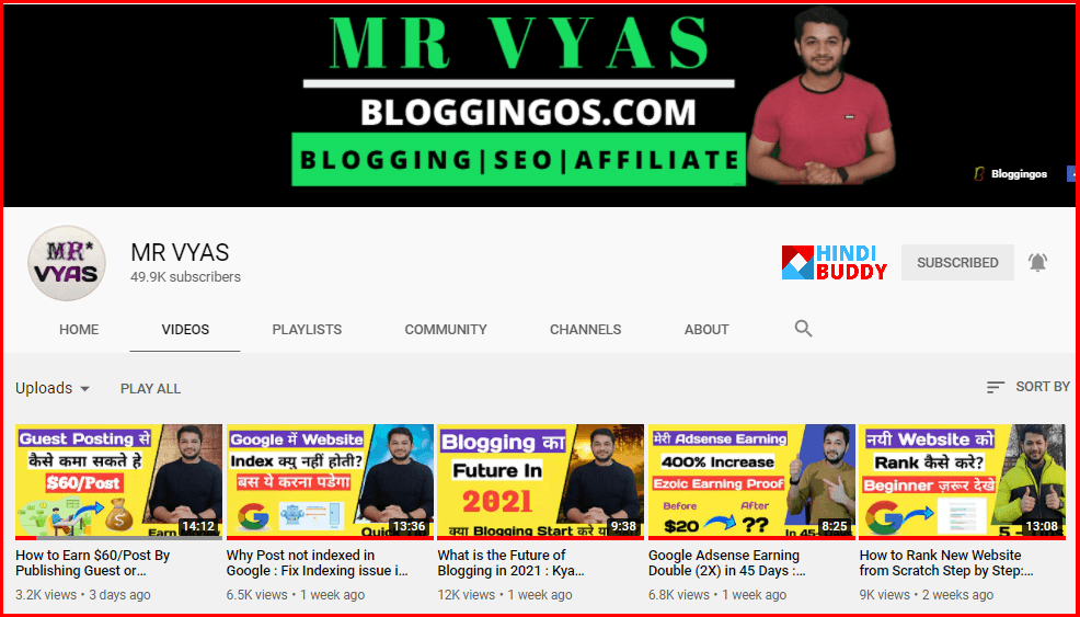 mrvyas affiliate blogging youtube channel