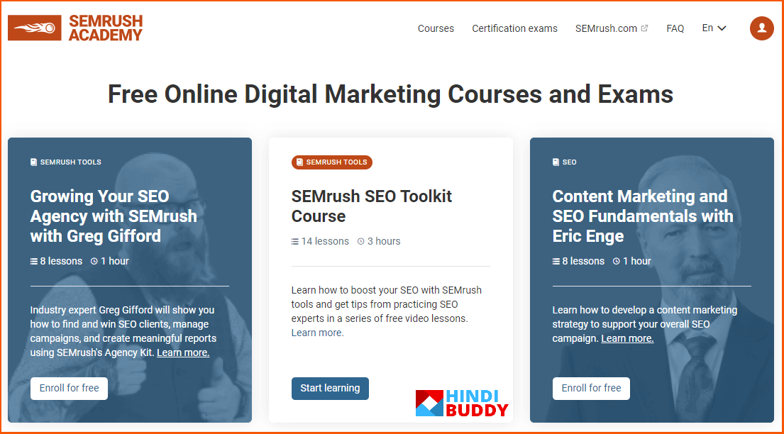 semrush online marketing academy and exams